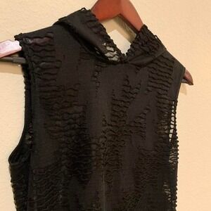 Shrine Clothing Textured Sheer Sleeveless Hooded Top – Size M Grunge Whimsygoth